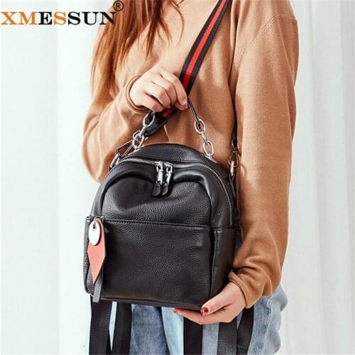 XMESSUN Women Genuine Leather Backpack Summer Fashion Cowhide Shoulder Messenger Bag Female Trendy Travel Shopping Wallet K367