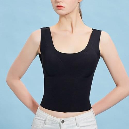 Womens Sexy Belly Shaping Sports Bra No Breast Wiping And Chest Wrapping Sports Yoga Underwear Solid Color Tops