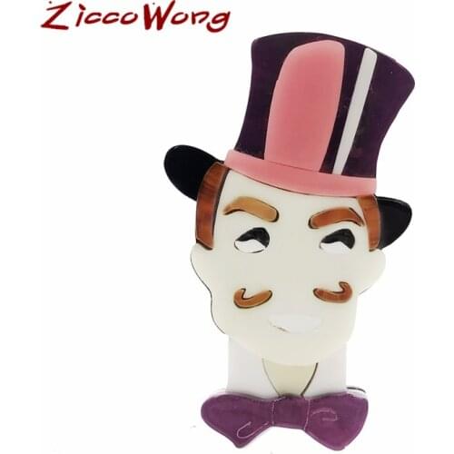 ZiccoWong New Creative Design Magician Figure Brooch Pins For Men British Style Lovely Boy Suit Clothes Accessories Jewelry