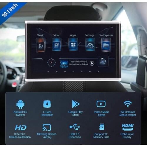 10 Inch Universal Headrest Monitor Video Player for Car TV Touch Screen Support 4K 1080P WiFi/Bluetooth/USB/SD/HDMI in/Out/FM