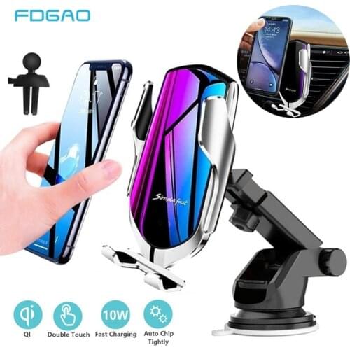 10W QI Wireless Car Charger For iPhone 12 11 XS XR 8 Samsung S20 S10 Fast Charge Air Vent Mount Automatic Clamping Phone Holder