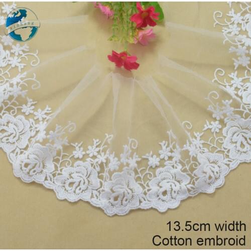 13cm white lace cotton embroidery lace french lace ribbon fabric guipure diy trims warp knitting sewing Accessories#3417