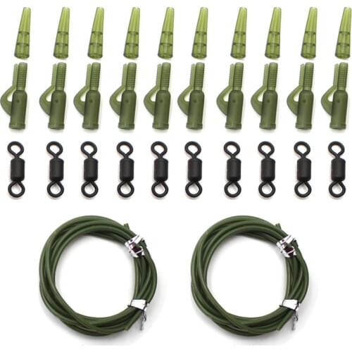 32PCS Carp Fishing Accessories Lead Clip Quick Change Swivel Tail Rubber Anti Tangle Sleeves for Carp Rigs Coarse Fishing Tackle