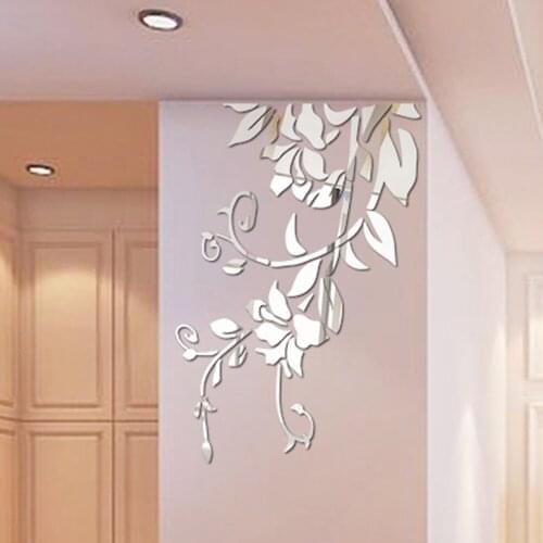 3D DIY Leaves Mirror Wall Sticker Acrylic Modern Art Mural Stickers for Living Room Decor Sticker Acrylic Decorative Sticker
