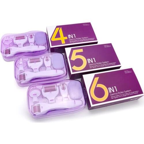 4/5/6 In 1 Derma Roller Micro Needle Facial Rollor Mezoroller Skin Care Rejuvenation Machine Titanium Microneedle Kit for Face