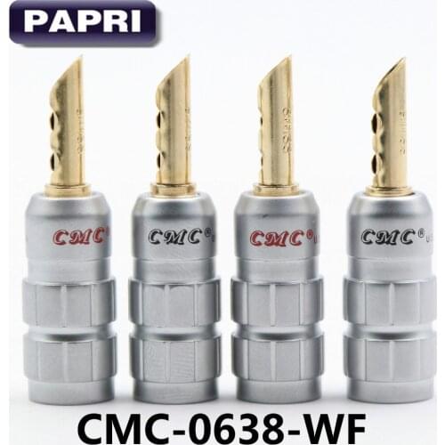 4PCS CMC-0638-WF Gold Plated OFC Brass Male Audio DAY Jack Speaker Amplifier Post Terminal Banana Plug Connector