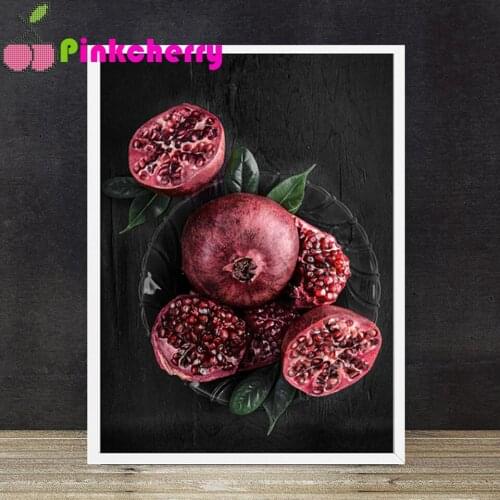 5d diy diamond painting pomegranate diamond embroidery Full square round puzzles drill fruit restaurant decor 2020 gift k619