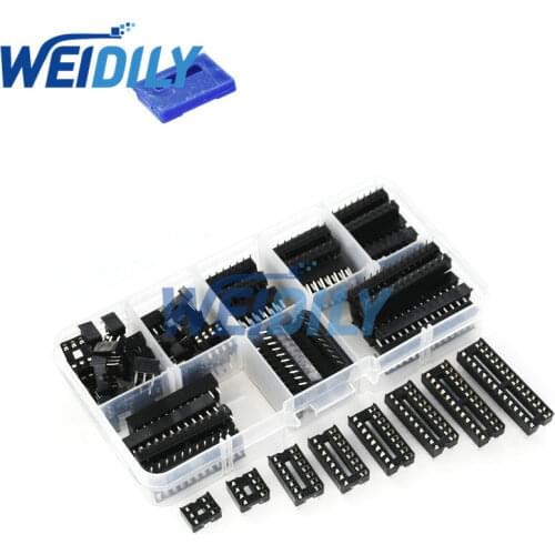 66PCS/Lot DIP IC Sockets Adaptor Solder Type Socket Kit 6,8,14,16,18,20,24,28 pins New