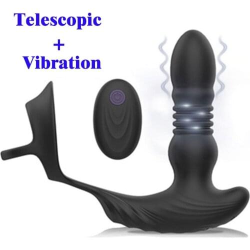 Anal Vibrator Automatic Telescopic Male Prostate Massager Wireless Remote Control Delayed Ejaculation Vibration Anal Sex Toys