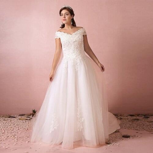 White Off The Shoulder Evening Dress Fashion Embroidery Empire Floor-Length Pleat A-Line New Plus Size Women Formal Gowns D1072