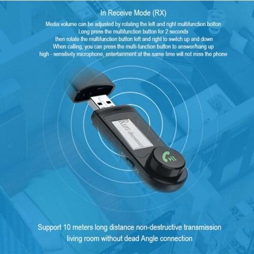 Wireless Bluetooth-compatible Receiver Transmitter Universal Adapter Stable Connect LCD Screen Universal USB Port