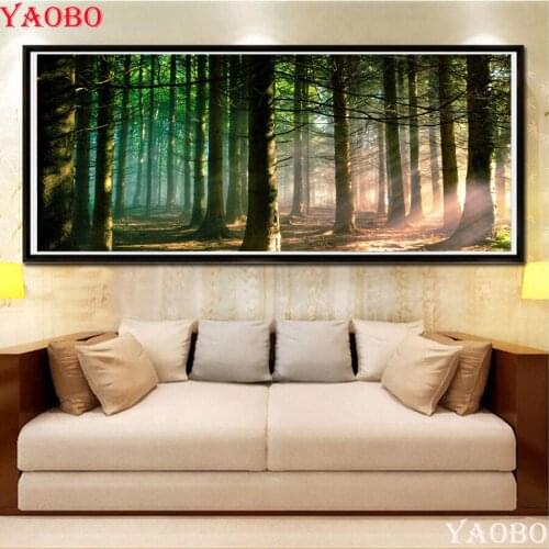 Large DIY Diamond Painting Sunrise forest 3D Diamond Embroidery natural scenery Cross Stitch Full Square Round Diamond Mosaic