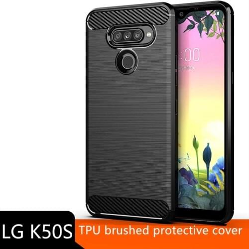 Applicable To LG k50s Mobile Phone Case Protective Sleeve Brushed Carbon Fiber Pattern Silicone Anti Falling Soft Shell TPU