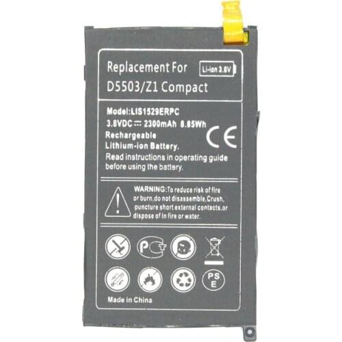 ITopZea 1x 2300mAh / 8.85Wh LIS1529ERPC Replacement Li-Polymer Battery For Z1 mini D5503 Z1 Compact M51w
