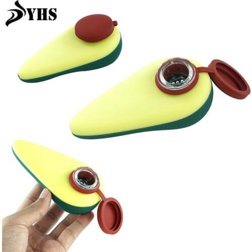 Creative Silicone Tobacco Pipe Fruit Design Cigarette Hand Pipe with Unbreakable Smoking Glass Bowl Smoking Accessories Gifts