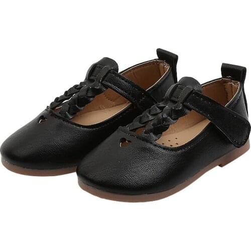 Autumn Children Shoes for Girls Princess New Solid Color Weave Flat Girls Leather Shoes Fashion Baby Girls Sneakers Size 21-30