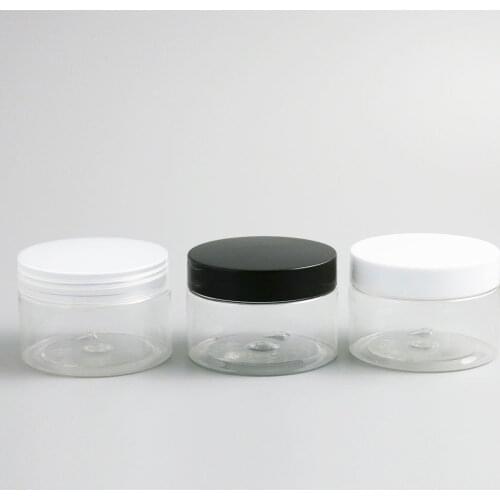 24 x 120g 4oz Refillable Transparent PET Plastic Cream Jars Containers Pot With White Black Clear Plastic Lids PVC Pad