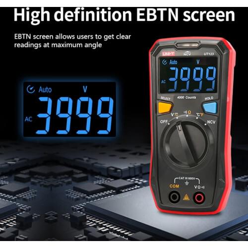 UNI T UT123 Digital Multimeter Tester Auto Range Mini Pocket Temperature Meter AC DC Voltmeter Capacitance Frequency Ohm Meter