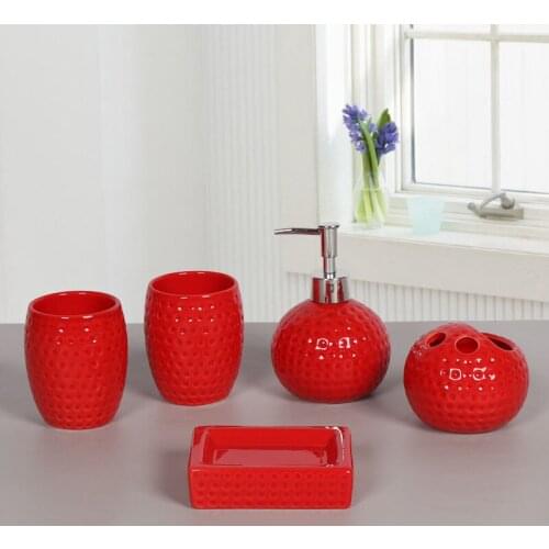 5PCS ceramics Bathroom Accessories Set Liquid Soap Dispenser Toothbrush Holder soap dish Storage rack decoration WSHYUFEI