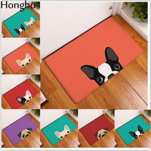 Hongbo 40*60cm Anti Slip Mats Brief Cute Cartoon Bulldog Puppy Dog Mats Welcome Home Entrance Door Floor Flannel Rug