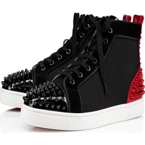 SHOOEGLE Newest Mens Spikes Casual Shoes Hot Sale High Top Lace-up Sneakers Adult Shoes Fashion Show Club Daily Footwear Man