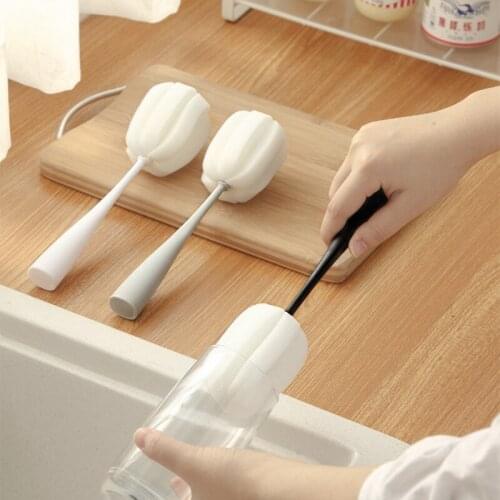 Creative Sponge Glass Cleaning Brush Vertical Cup Brush Insulation Cup Sponge Self-stand Cleaning Cup Bottle Brush Tools Tackle