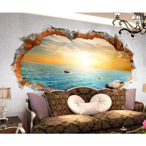 Custom 3d wallpaper Background wall broken sea view photo 3d wallpaper customized wallpaper for walls