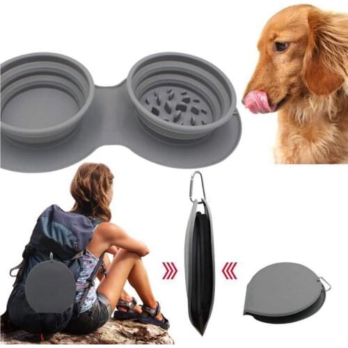 Pet choking prevention dog bowl folding Anti-vomiting double food portable dog bowl Licking plate slow food pad Pet dinner plate