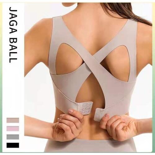 The New Rear Buckle Cross Crop Top Beautiful Back Sports Underwear Women Gather Running Vest Fitness Tank Tops