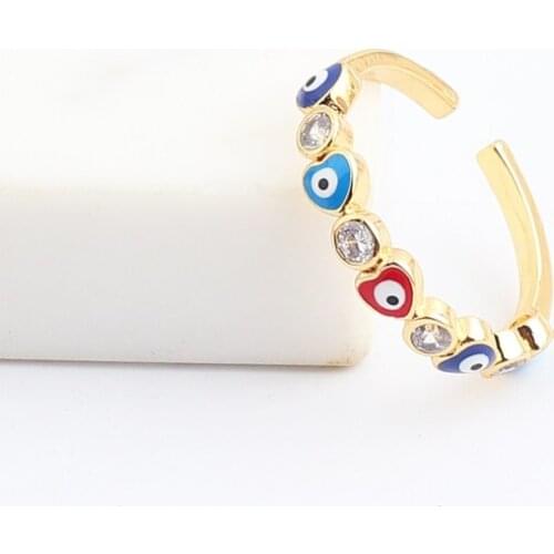 Vintage Punk Enamel Eyes Ring Finger Jewelry Hip Hop Rock Culture Zircon Unisex Turkish Heart Evil Demon Blue Eyes Open Rings