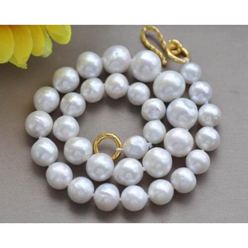Z10110 17"-24" 15mm White Round Edison KESHI Pearl Necklace Magnet