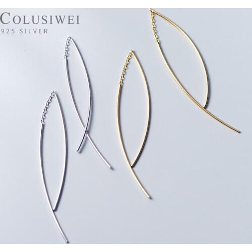Colusiwei Wave Shape Dangle Earrings for Girl Sterling Silver 925 Minimalism Geometric Drop Earring Female 2020 Mode Brincos
