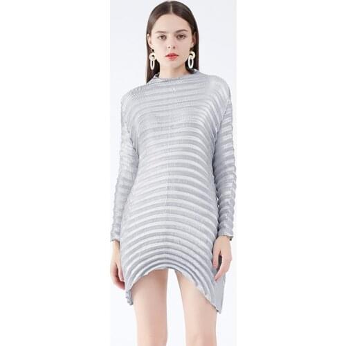 TIANPEI fall 2021 Women Clothes Dresses Sexy Plus Size Dress Temperament Korean Style Long Sleeve Heavy industry Pleated Dress