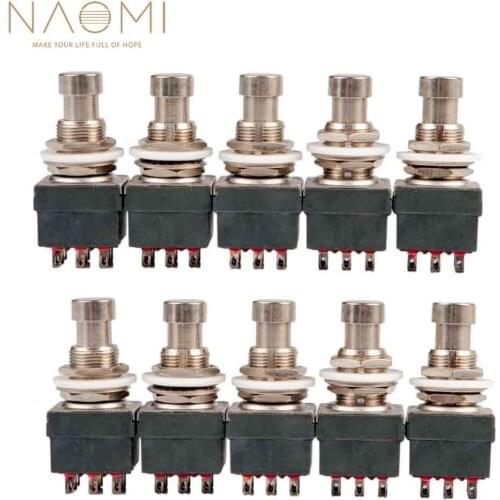 NAOMI 10 PCS 9 Pin 3PDT Guitar Effects Pedal Box Stomp Foot Metal Switch True Bypass Guitar Parts Accessories New Set