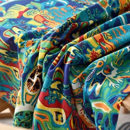 100*148cm Retro Ethnic Style Bohemia Cotton Linen Fabric Africa Mysterious Tribal Pattern Fabric For Diy Sofa Tablecloth Apparel