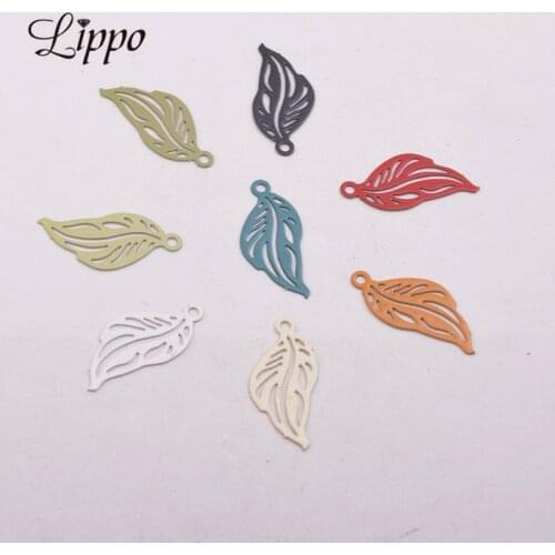 100pcs AC9037 10*20mm Small leaf Charms Painted Leaves Print Pendant DIY Women Jewery Earrings