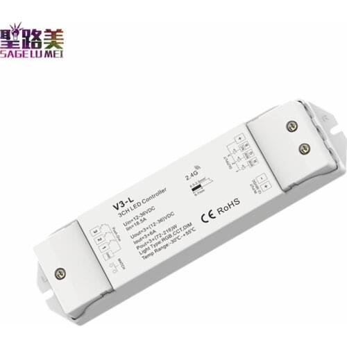 12-36VDC 24V Controller Push Dim V3-L LED strip dimming 3CH Channel RGB controller dimmmer/color temperature/RGB 3 in 1 for tape