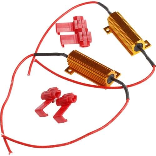 2 Pcs LED DRL Fog Light Load Resistor Canbus 50W 6Ohm Gold Decoder Fast Wiring