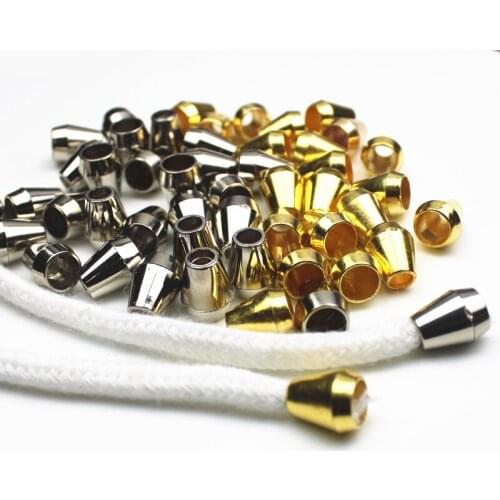 20 Pcs 13MM Gold/Silver Cord Ends Bell Stopper Lock Plastic Toggle Clip Paracord Clothes Bag Sportswear Shoelace Rope Parts DIY
