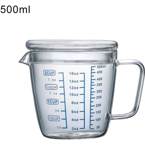 250ml/500ml Heat Resisting Glass Measuring Cup with Lid Milk Water Scale Microwave Tool Kitchen Supplies Accessories