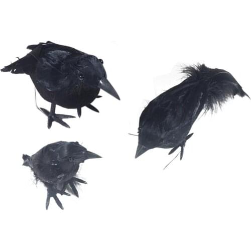3pcs/set Vivid Simulation Crow Feathered Raven Halloween Flying Bird Horrible Prop Outdoor Indoor Decoration Party Supplies