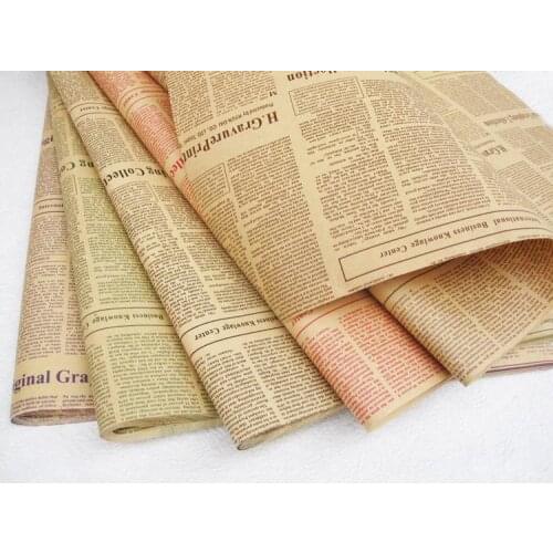 45pcs/lot-52*75cm English Newspaper Retro Letters Printing Flowers Wrapping Paper Flower Packing Material Kraft Paper Package