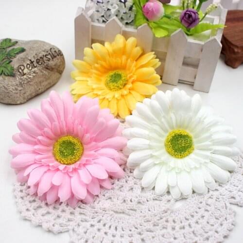 5pcs 9CM Large Silk Gerbera Artificial Flower Head For Wedding Car Decoration DIY Garland Decorative Floristry Fake Flowers