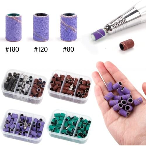 75Pcs/Box Nail Drill Bits Sanding Bands Manicure Drills Pedicure Caps Gel Removal Cutters Accessory Electric Nail Sander Tips