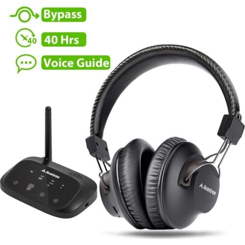Avantree LONG RANGE Wireless Headphones for TV Watching with Bluetooth Transmitter, Support Optical, RCA, 3.5mm AUX, Plug & Play
