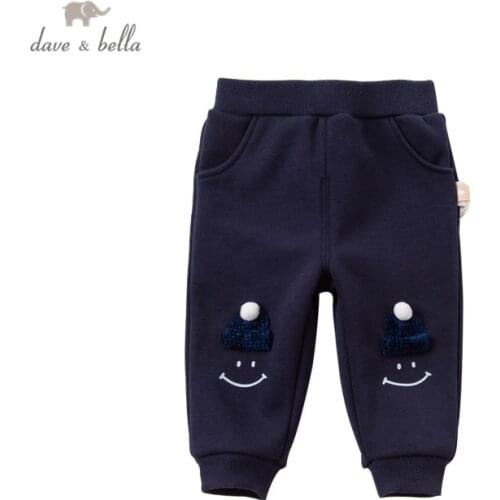 DBH15456 dave bella winter baby boys pants baby fashion cartoon pockets trousers children high quality trousers