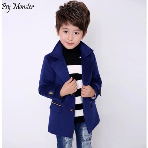 Kids jacket Wool Coat For Boys Woolen Outerwear Boys Winter Jacket Children Clothing warm boy blazer thicken kids clothes