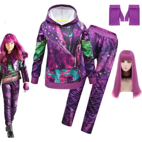 Kids Descendants 3 Mal Clothes For Girls Evie Cosplay Costume Child Fantasia Halloween Clothes Wig Birthday Party Fancy Dress