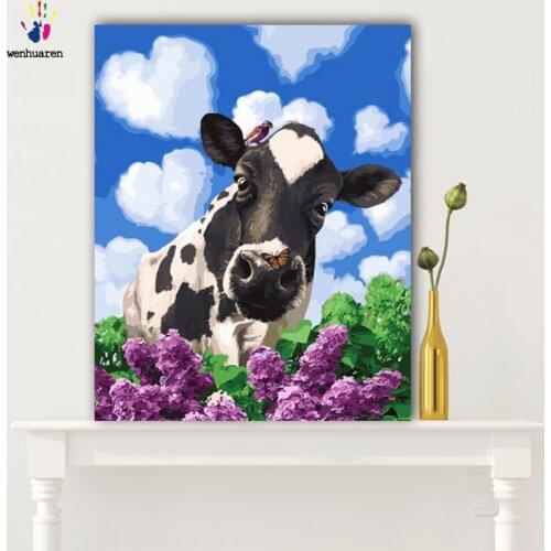 DIY colorings pictures by numbers with colors Simple and honest cows painting drawing painting by numbers framed Home