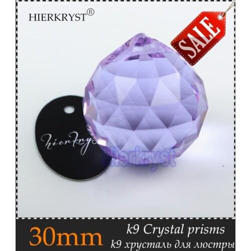 HIERKYST 30mm Purple Crystal Balls Suncatcher Prisms Pendants for Chandeliers Parts Lamp Rainbow Hanging Drops 1 pc #2003-3